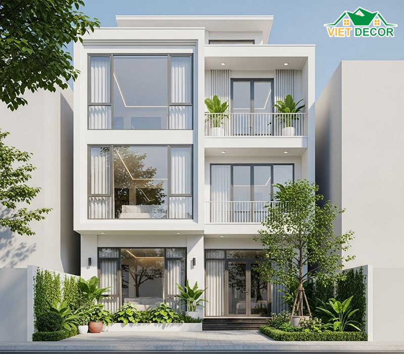 mẫu nhà ống 3 tầng có sân trước