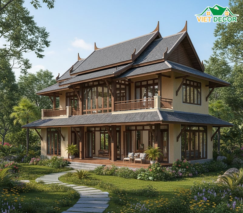 Nhà vườn 2 tầng mái Thái (Mái dốc, tản nhiệt tốt)