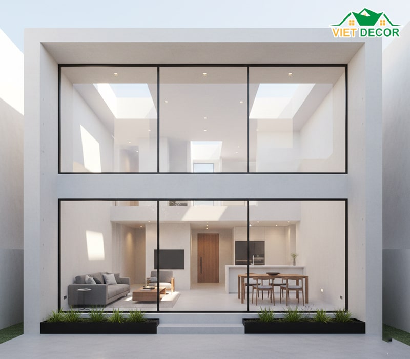 Mẫu nhà ống 1 tầng 100m2 3 phòng ngủ (cho đất hẹp ngang)