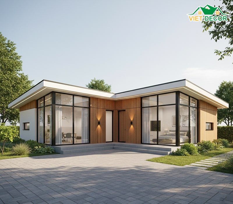 Nhà cấp 4 100m2 3 phòng ngủ hình chữ L