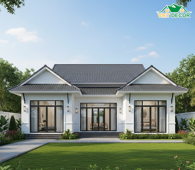 Mẫu nhà mái Thái 1 tầng 3 phòng ngủ 150m2 sang trọng