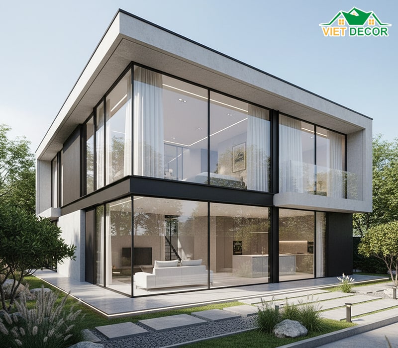 Mẫu nhà 2 tầng 150m2 5 phòng ngủ phong cách hiện đại