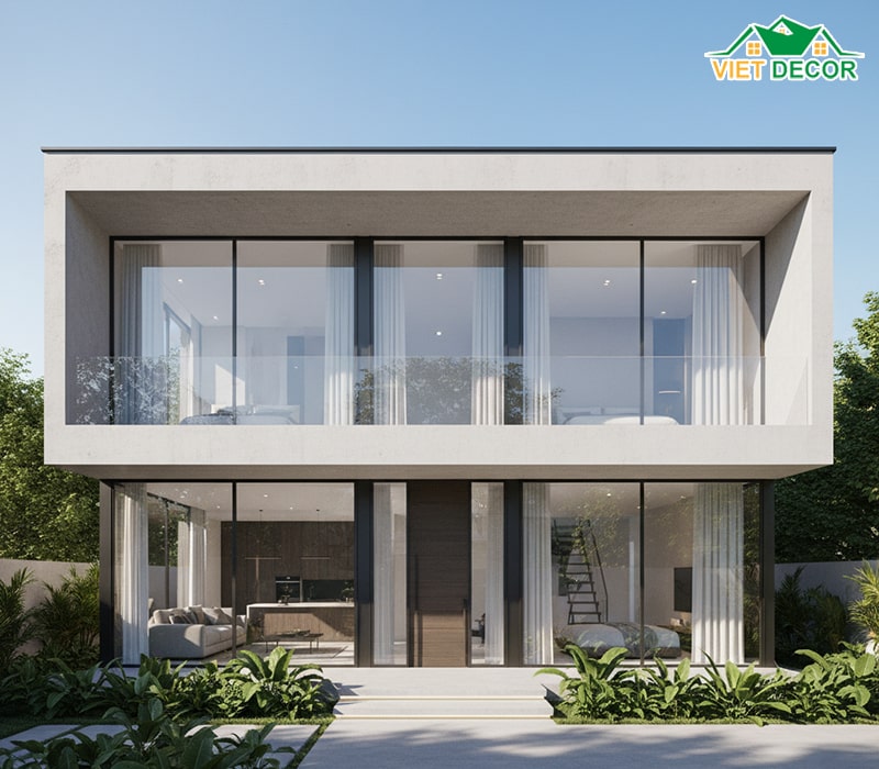 Mẫu nhà 2 tầng 150m2 5 phòng ngủ phong cách hiện đại