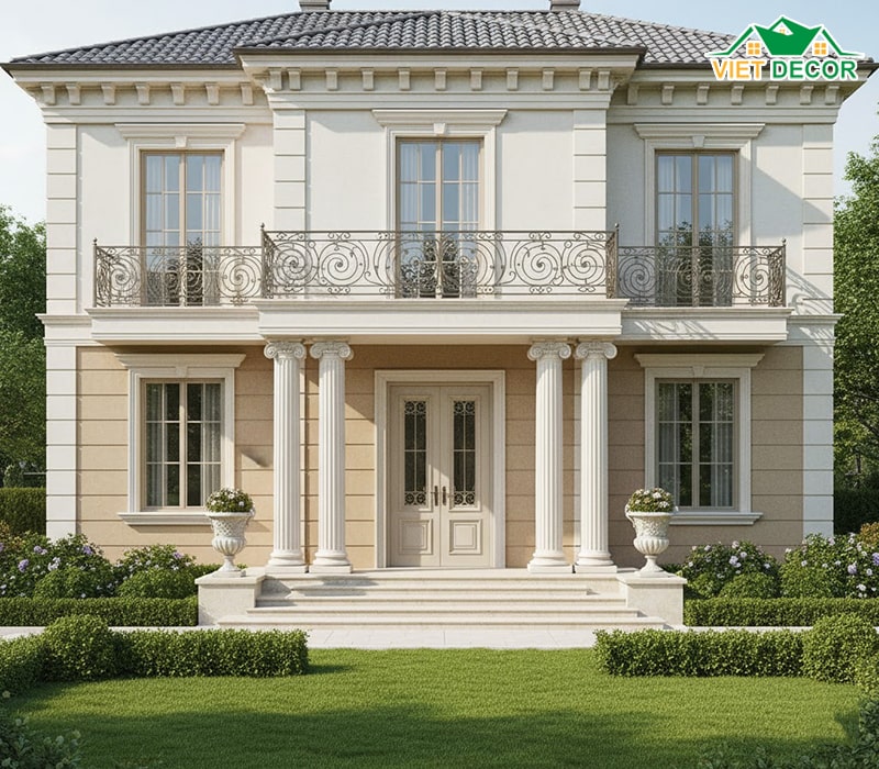 Mẫu biệt thự 2 tầng 5 phòng ngủ 200m2 tân cổ điển