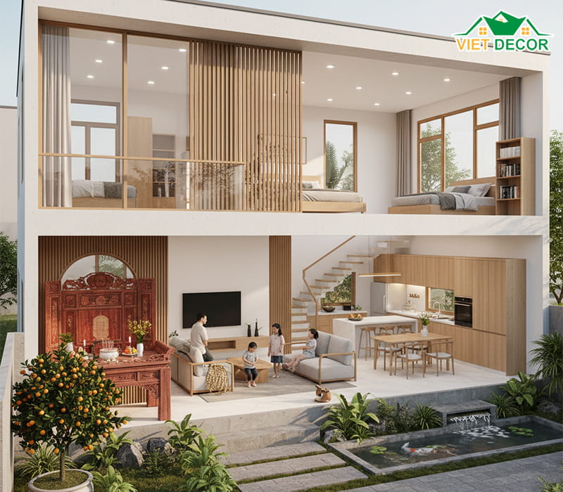 nhà 2 tầng 80m2 4 phòng ngủ 1 phòng thờ