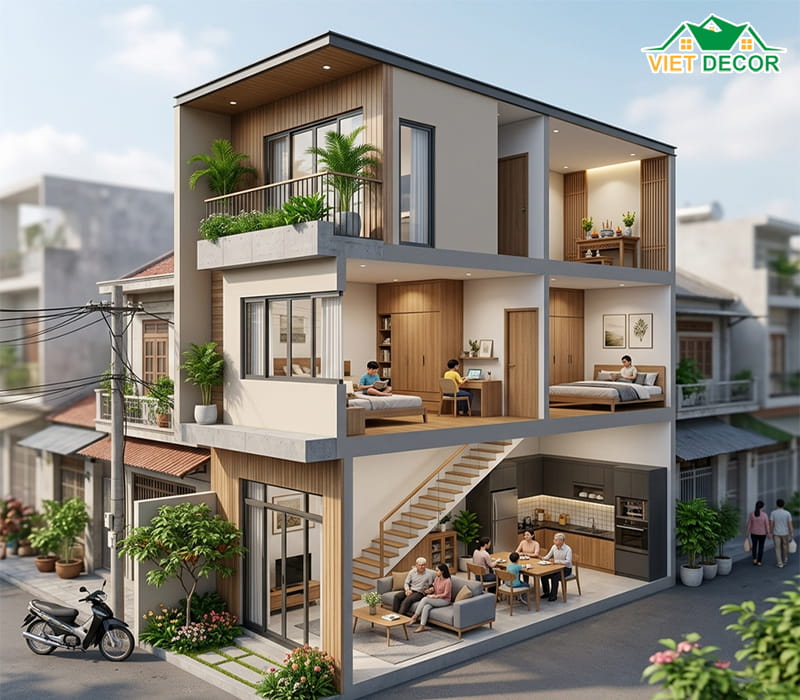 Tại sao mẫu nhà 2 tầng 80m2 4 phòng ngủ 1 phòng thờ lại được ưa chuộng?