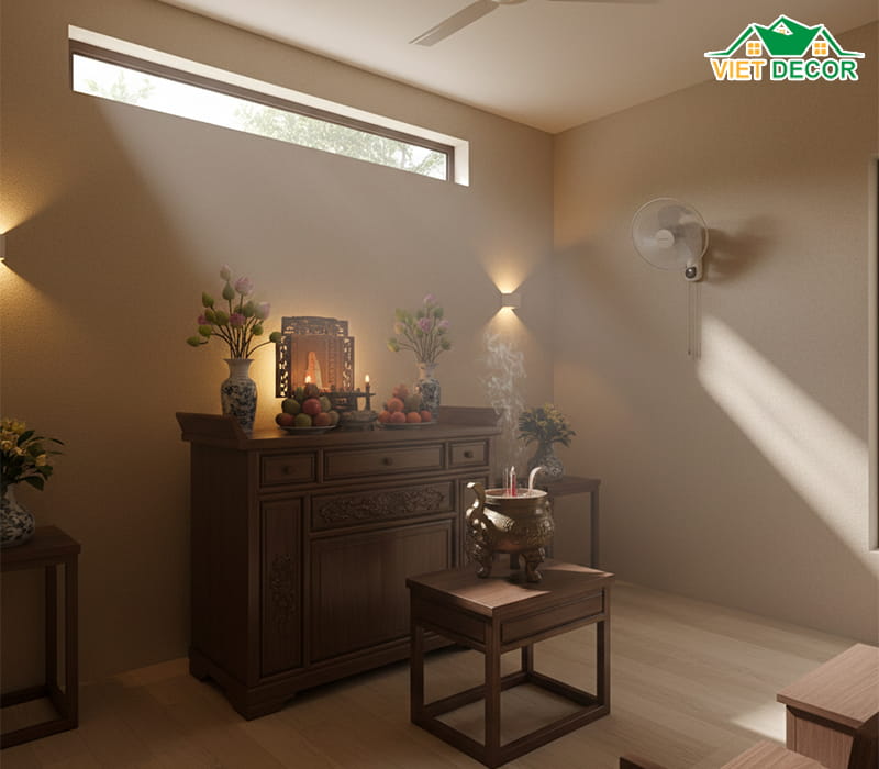 Lưu ý về ánh sáng và thông gió cho phòng thờ tầng 1