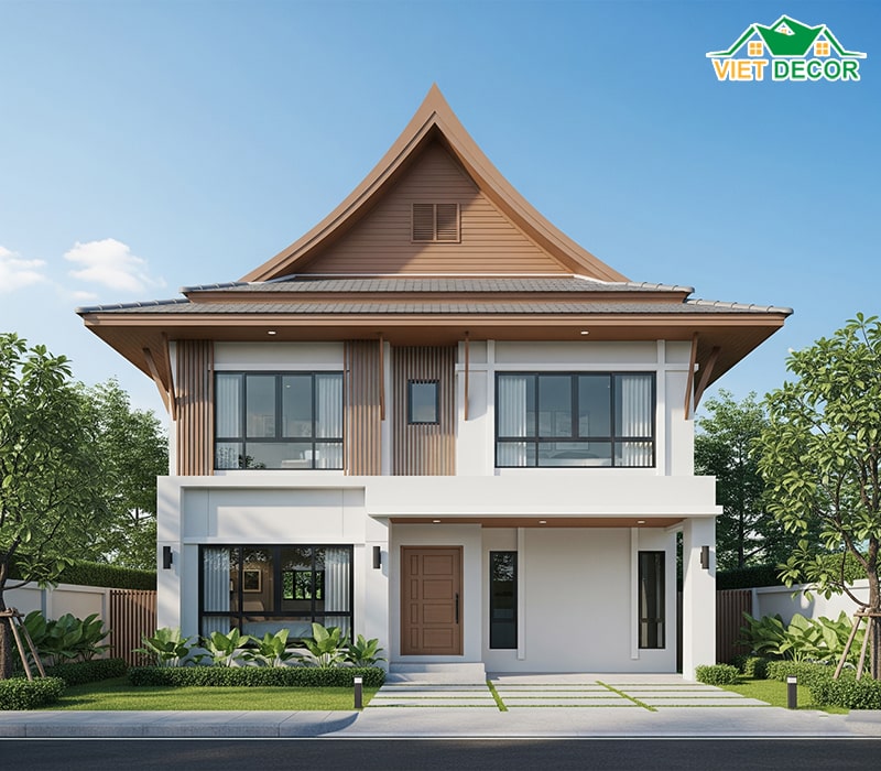 Mẫu mặt tiền nhà 5m 2 tầng mái Thái