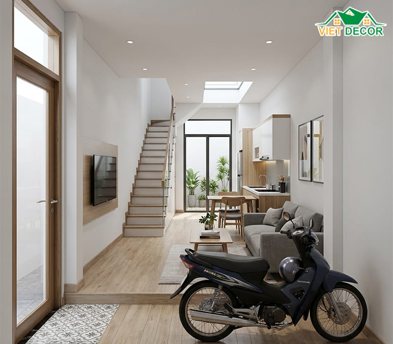 Bố trí công năng tầng 1: Gara, phòng khách và bếp