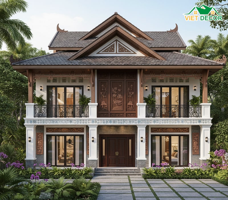 Mẫu nhà 6x15 2 tầng 4 phòng ngủ mái Thái
