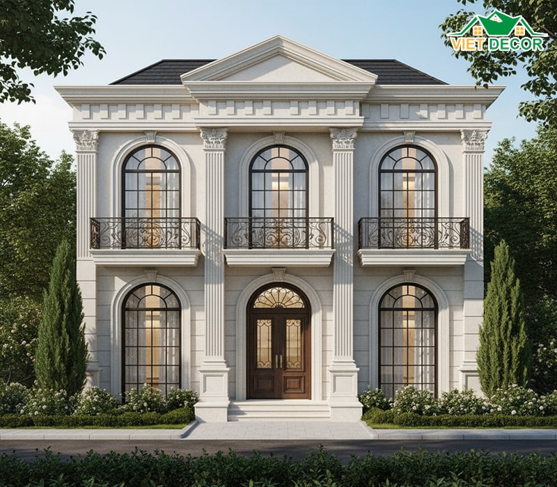 Mẫu nhà 6x15 2 tầng 4 phòng ngủ 1 phòng thờ (tân cổ điển)
