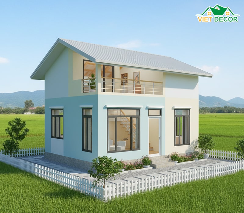 Mẫu nhà cấp 4 có gác lửng 200 triệu