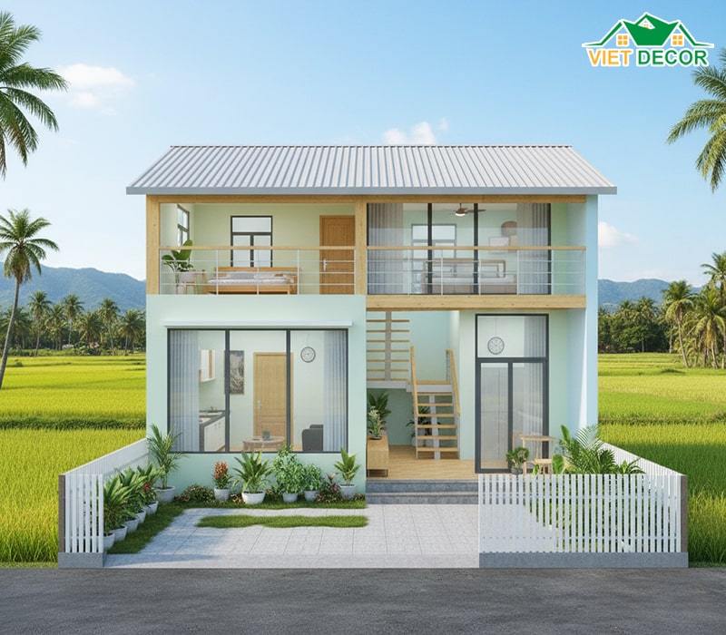 Mẫu nhà cấp 4 có gác lửng 200 triệu