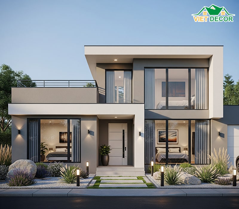 Mẫu nhà cấp 4 2 phòng ngủ 5×12 có gác lửng