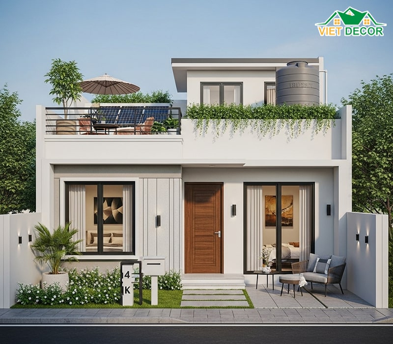 Mẫu nhà cấp 4 2 phòng ngủ 5×12 mái bằng