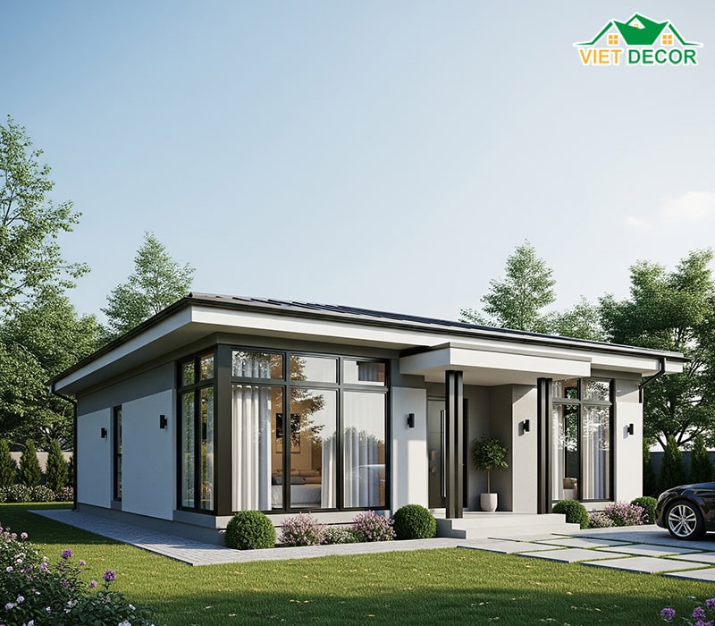 Mẫu nhà cấp 4 2 phòng ngủ 70m2 mái bằng