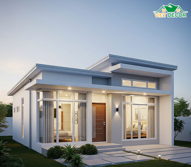 Mẫu nhà cấp 4 2 phòng ngủ 70m2 hiện đại