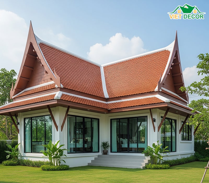 Mẫu nhà cấp 4 2 phòng ngủ 70m2 mái Thái