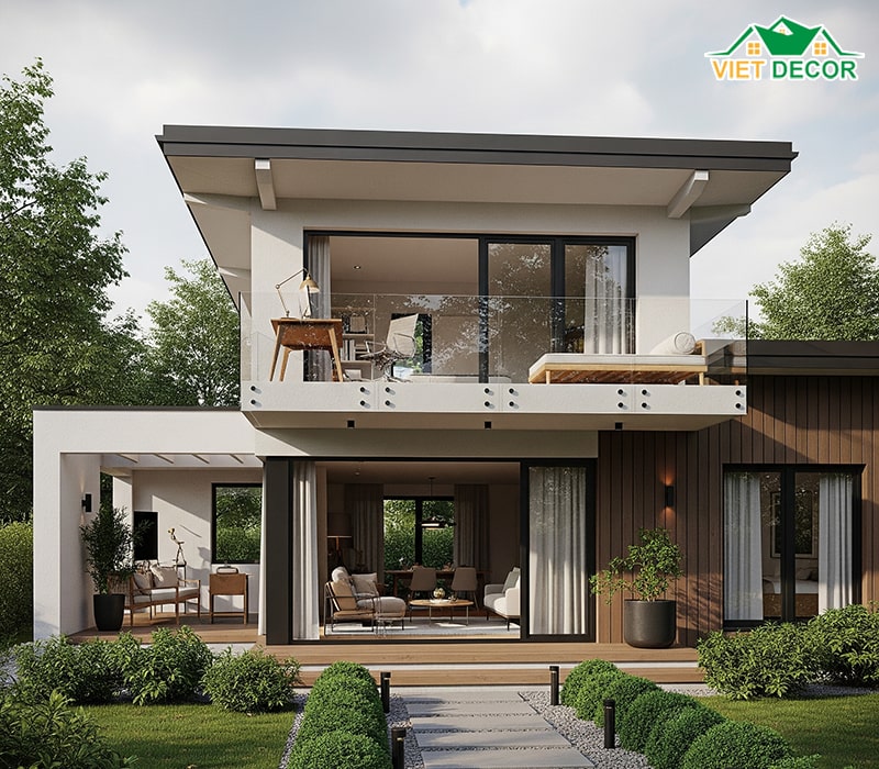 Mẫu nhà cấp 4 2 phòng ngủ 70m2 có gác lửng