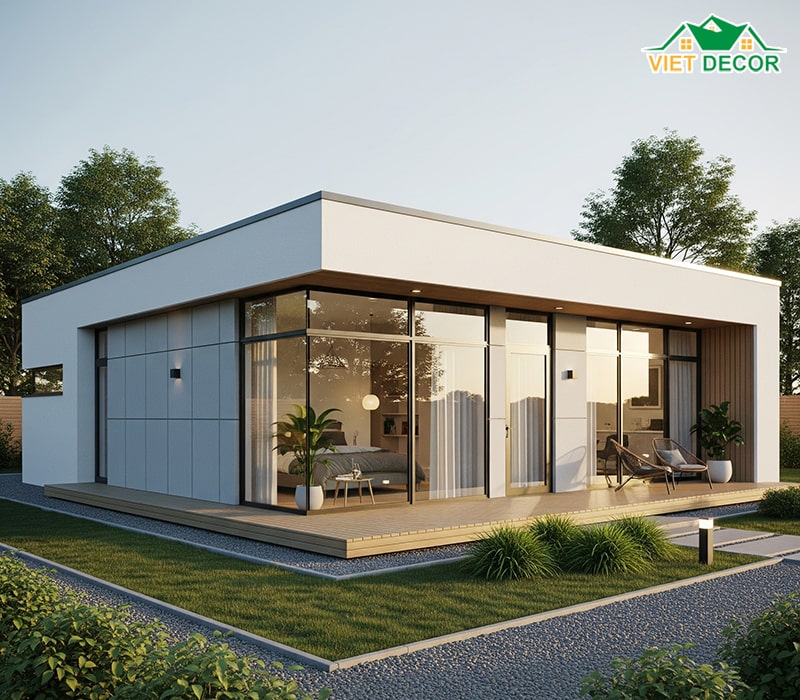 Mẫu nhà cấp 4 2 phòng ngủ 70m2 hiện đại