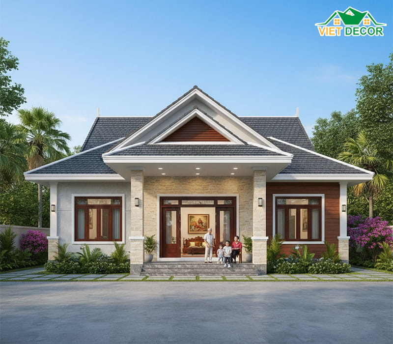 Mẫu nhà cấp 4 mái Thái sang trọng, hiện đại