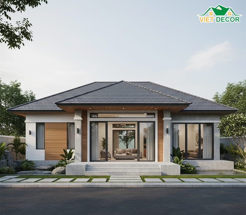 Mẫu nhà cấp 4 mái Nhật thanh lịch, tối giản