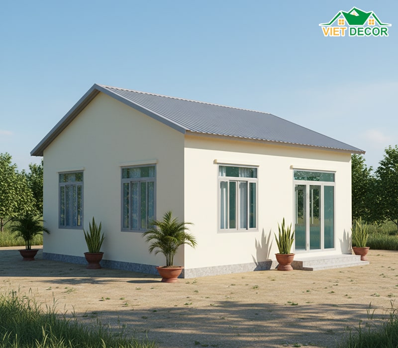 Mẫu nhà cấp 4 mái tôn 3 phòng ngủ