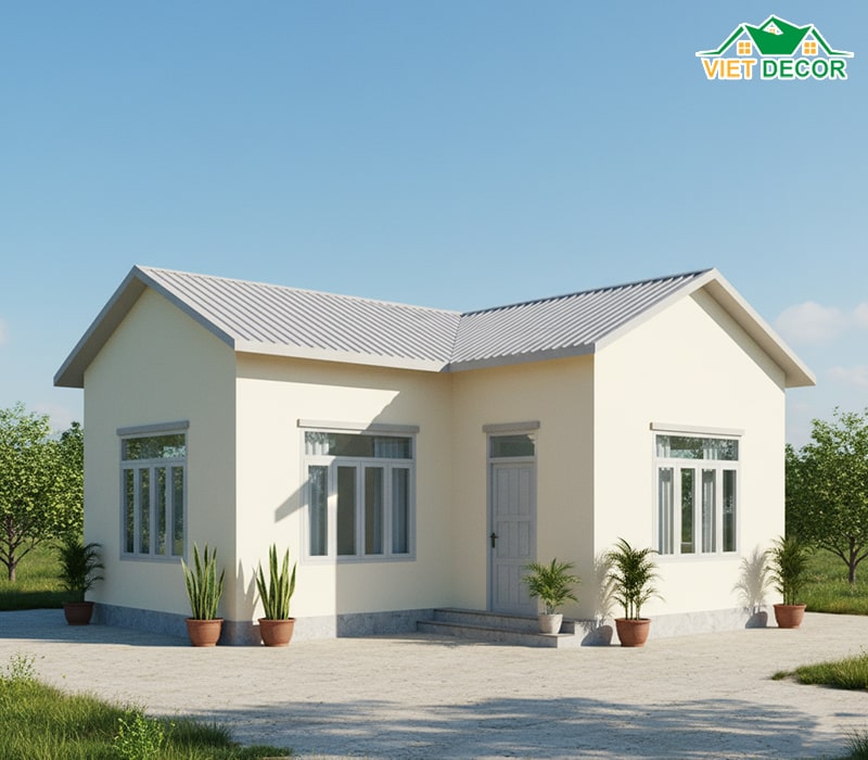 Mẫu nhà cấp 4 mái tôn 3 phòng ngủ