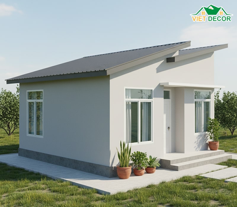 Mẫu nhà cấp 4 mái tôn 3 phòng ngủ