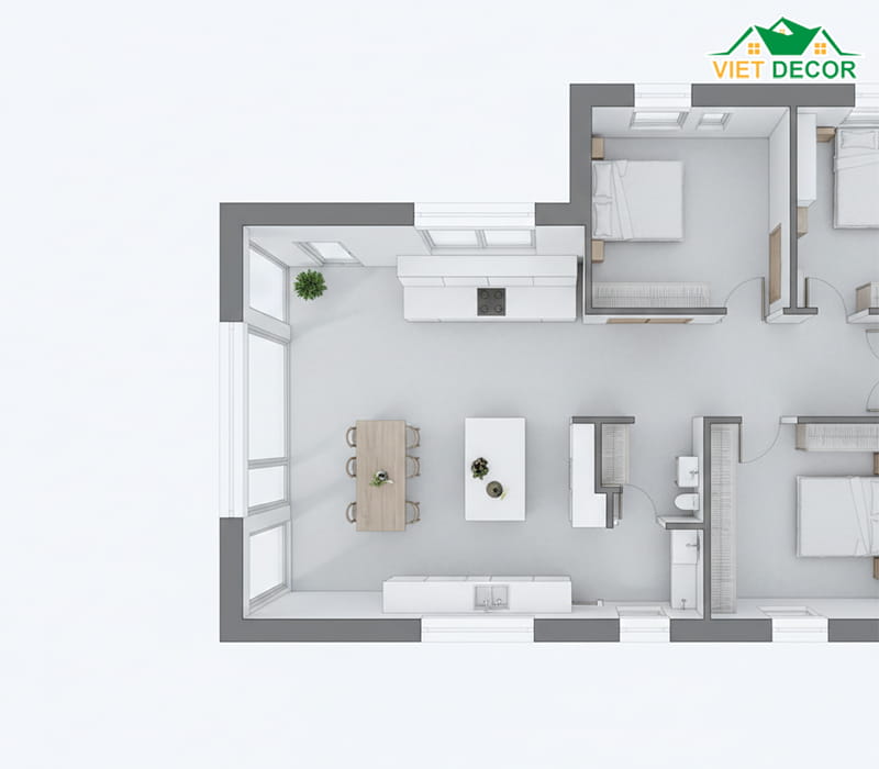 Khu vực bếp và phòng ăn – Thiết kế không gian mở để tạo cảm giác rộng rãi