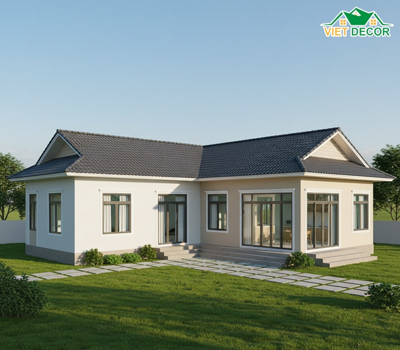 Mẫu nhà cấp 4 4 phòng ngủ 500 triệu chữ L