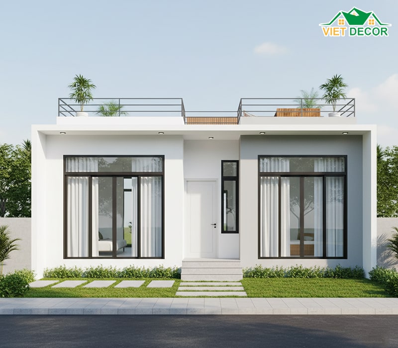 Thiết kế nhà cấp 4 4 phòng ngủ 500 triệu mái bằng