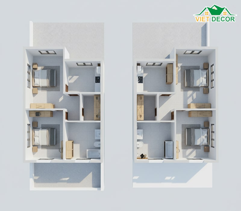 Mặt bằng nhà ống cấp 4 (nhà ngang 5m, 6m)