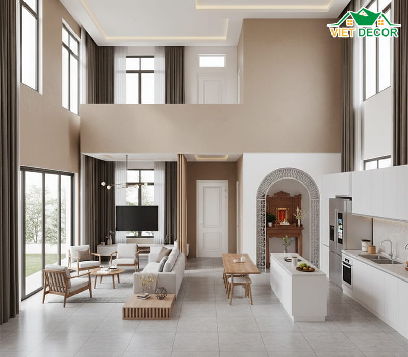 Phòng khách và bếp: Trái tim của ngôi nhà