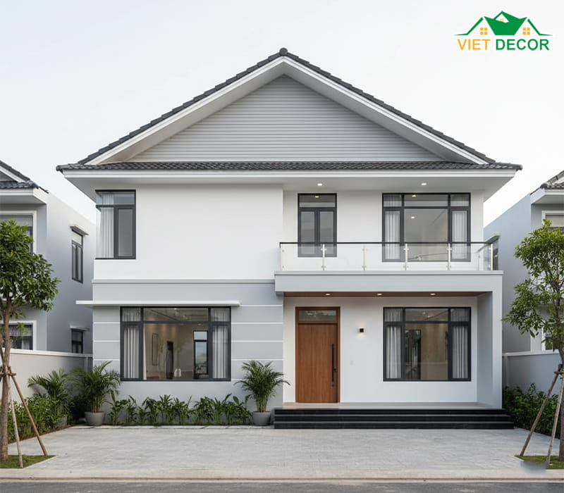 Thiết kế nhà gác lửng mái Nhật sang trọng, tối giản