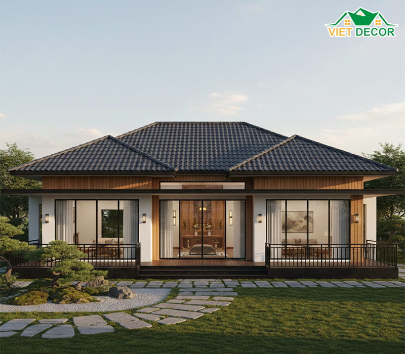 Nhà cấp 4 mái nhật 3 phòng ngủ 1 phòng thờ