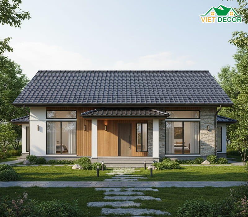 Mẫu nhà cấp 4 mái Nhật diện tích 100m² – 120m² nhỏ gọn