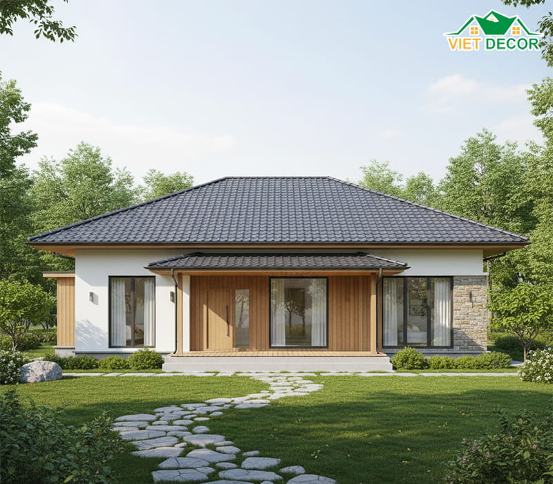Mẫu nhà cấp 4 mái Nhật diện tích 100m² – 120m² nhỏ gọn