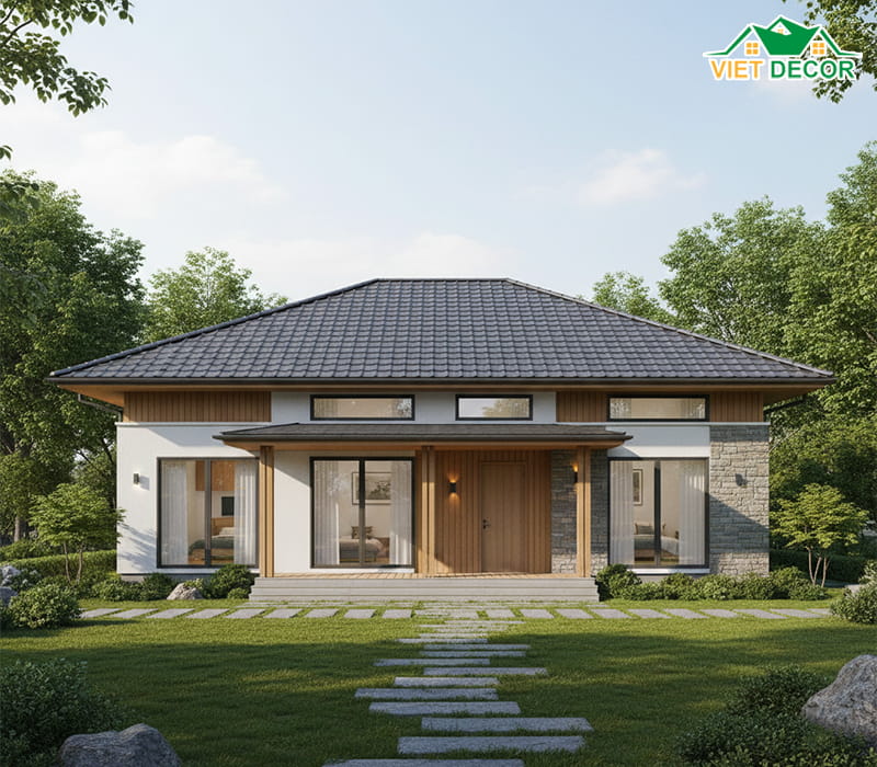 Mẫu nhà cấp 4 mái Nhật diện tích 100m² – 120m² nhỏ gọn