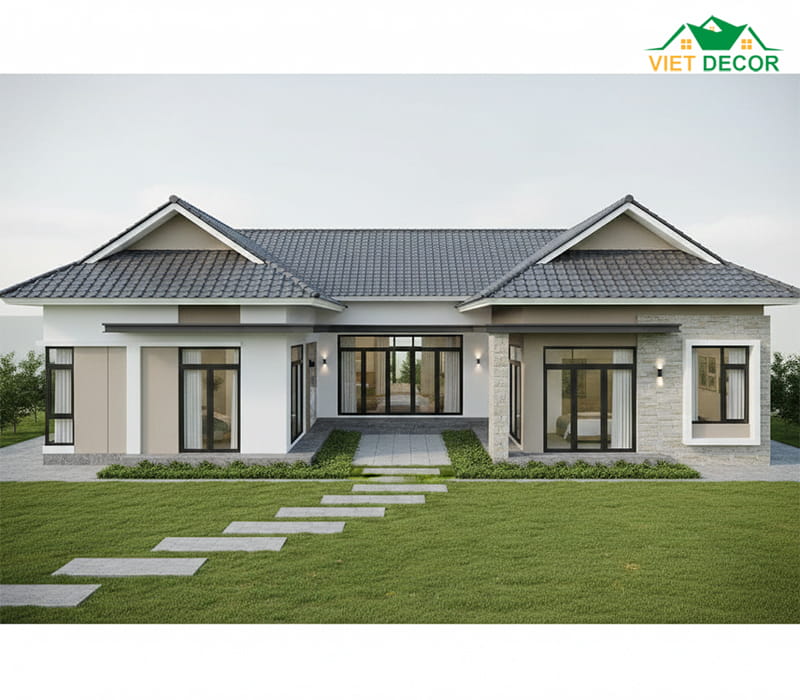 Mẫu nhà cấp 4 mái Nhật chữ L tối ưu diện tích đất