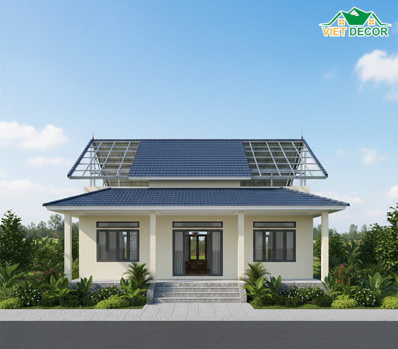 Mẫu nhà cấp 4 mái thái phong cách hiện đại, tối giản