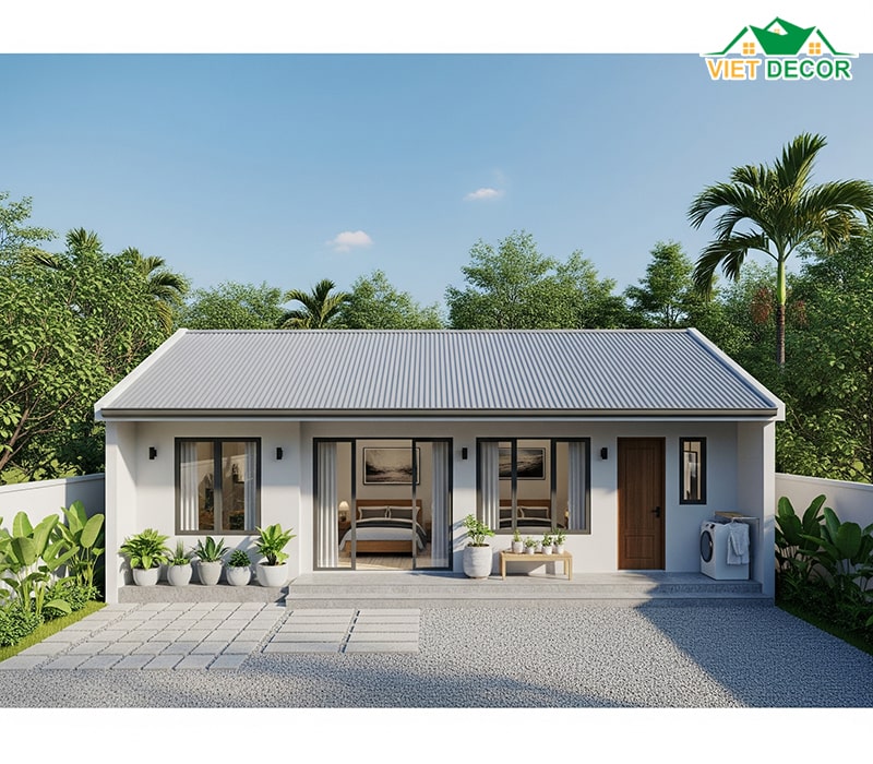 Mẫu nhà cấp 4 mái tôn diện tích 5x20