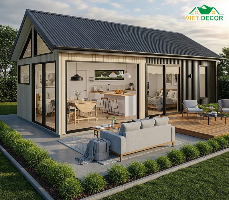 Mẫu nhà cấp 4 mái tôn có diện tích 60m2