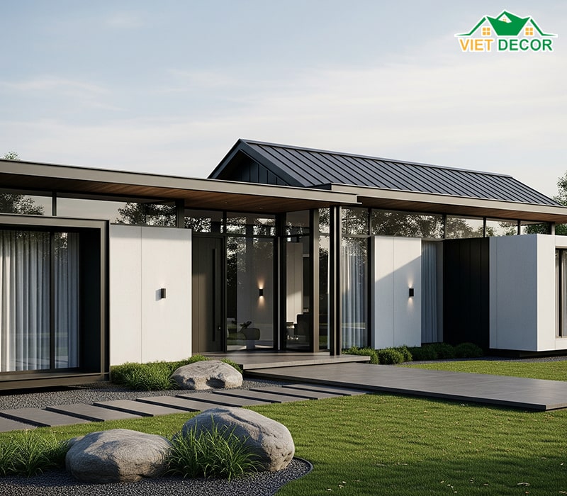 Mẫu nhà cấp 4 mái tôn phong cách hiện đại