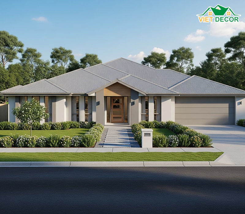 Mẫu nhà cấp 4 mái tôn diện tích lớn rộng rãi