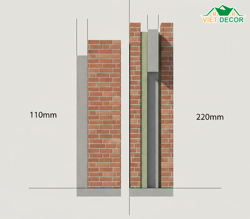So sánh chi tiết tường 10 và tường 20 cho nhà cấp 4