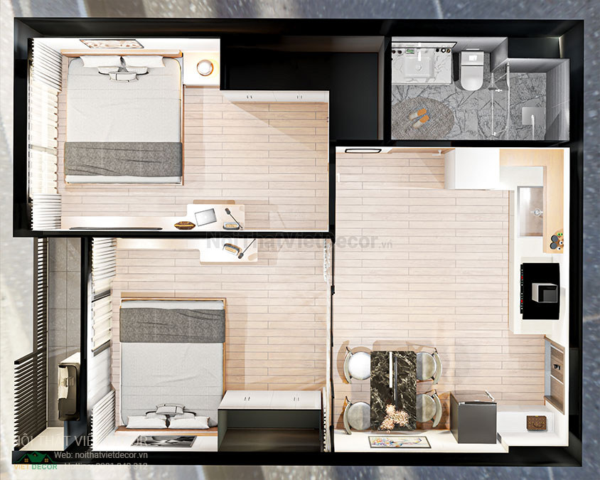 Nội Thất Việt Decor thiết kế thi công trang trí hoàn thiện, nội thất căn hộ 1 phòng ngủ + dự án lavida plus quận 7 tp hồ chí minh