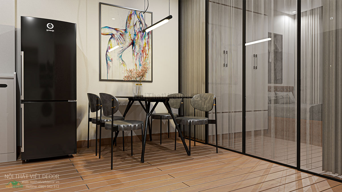 Nội Thất Việt Decor thiết kế thi công trang trí nội thất căn hộ 1 phòng ngủ + dự án lavida plus quận 7 tp hồ chí minh phòng khách bếp