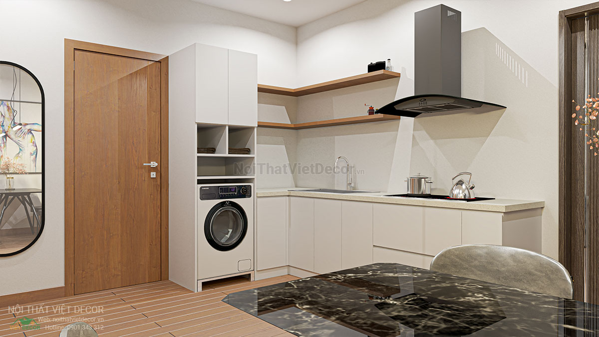 Nội Thất Việt Decor thiết kế thi công trang trí nội thất căn hộ 1 phòng ngủ + dự án lavida plus quận 7 tp hồ chí minh phòng khách bếp