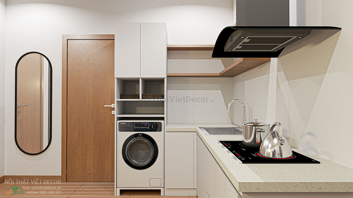 Nội Thất Việt Decor thiết kế thi công trang trí nội thất căn hộ 1 phòng ngủ + dự án lavida plus quận 7 tp hồ chí minh tủ bếp